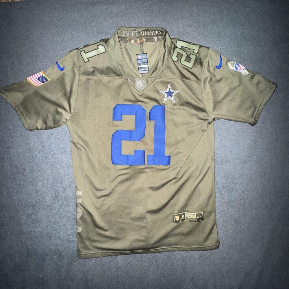 Ezekiel Elliott Dallas Cowboys Nike 2017 Salute to Service Limited Jersey –Olive